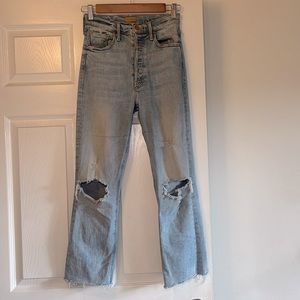 Mother Denim The Tripper Distressed High-Rise Crop Flare Jeans Size 26